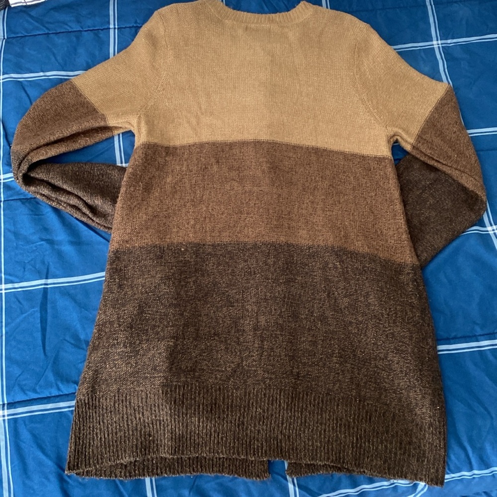 Vintage Colorblock Brown and Tan Sweater Button Down Cardigan - Picture 11 of 17